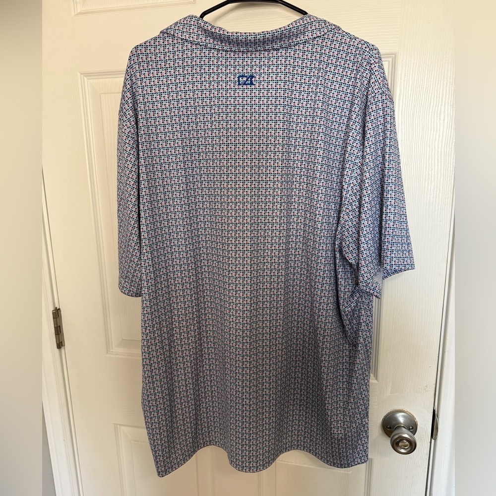 Cutter & Buck Blue and Red Patterned Polo with PGA National Resort & Spa logo - Picture 4 of 4
